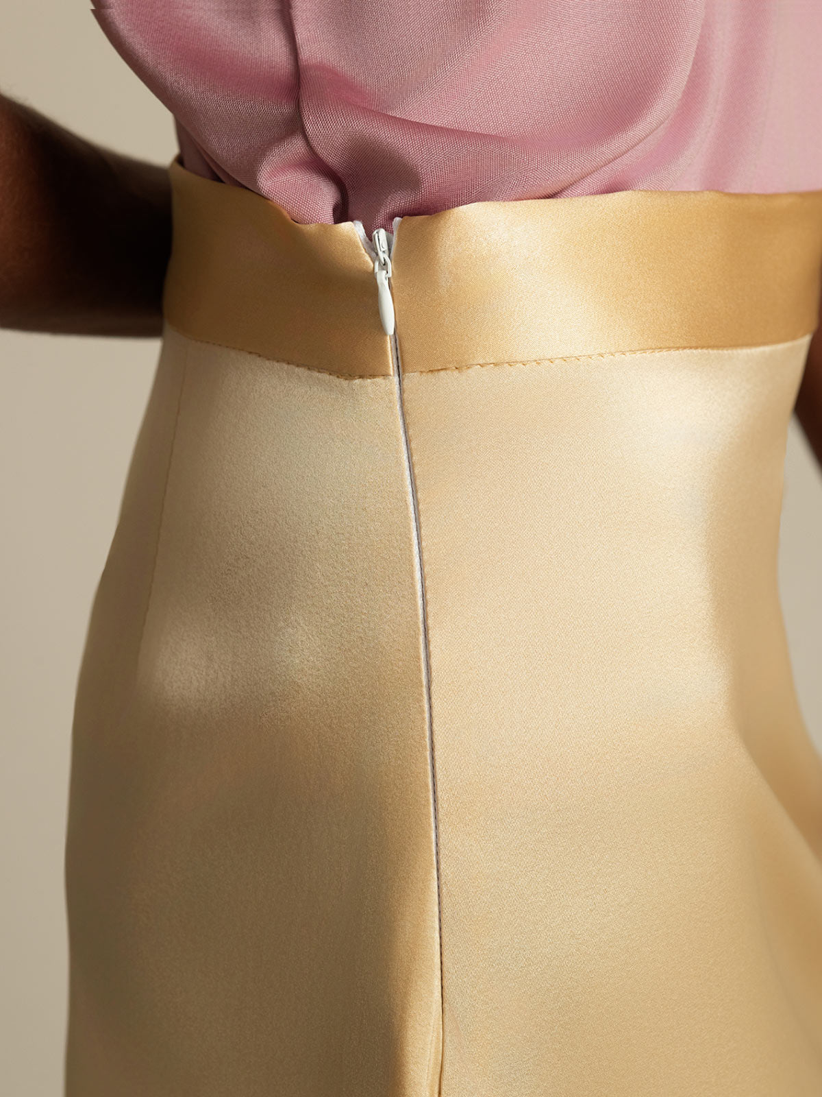 [Champagne] SilkSilky-NL 19Momme Zijde Skirt 006