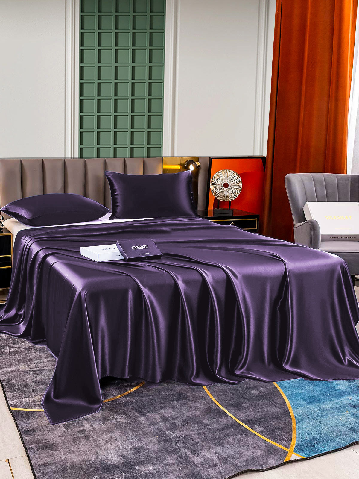 [Donkerpaars] SilkSilky-NL 25Momme Bedding Set 003