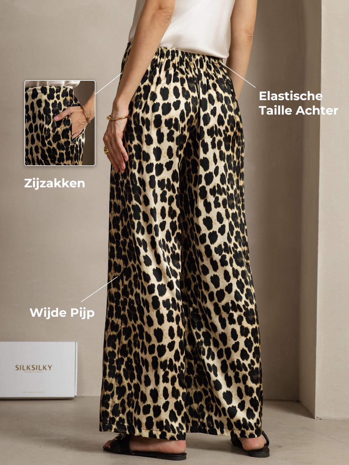 [Leopard] SilkSilky-NL 19Momme Zijde Womens Pants 001
