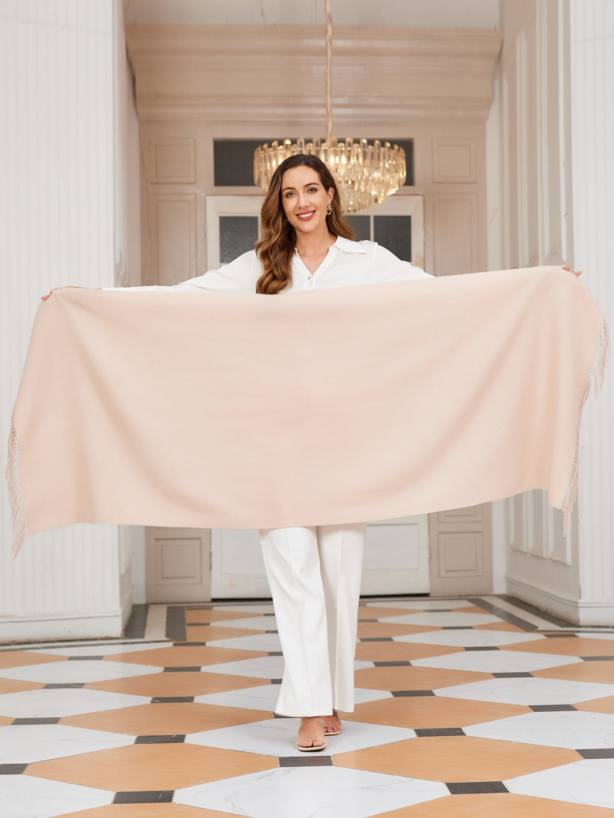 [Beige] SilkSilky-NL Wol Scarf 004
