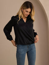 [Zwart] SilkSilky-NL Long Sleeve Blouse 003