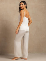 [Wit] SilkSilky-NL 19Momme Spaghetti Bandjes Diepe Ronde Hals Cami-Set 002