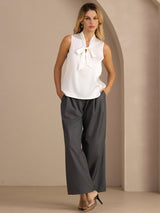 [Wit] SilkSilky-NL Sleeveless Tie Neck Cami-Top 006