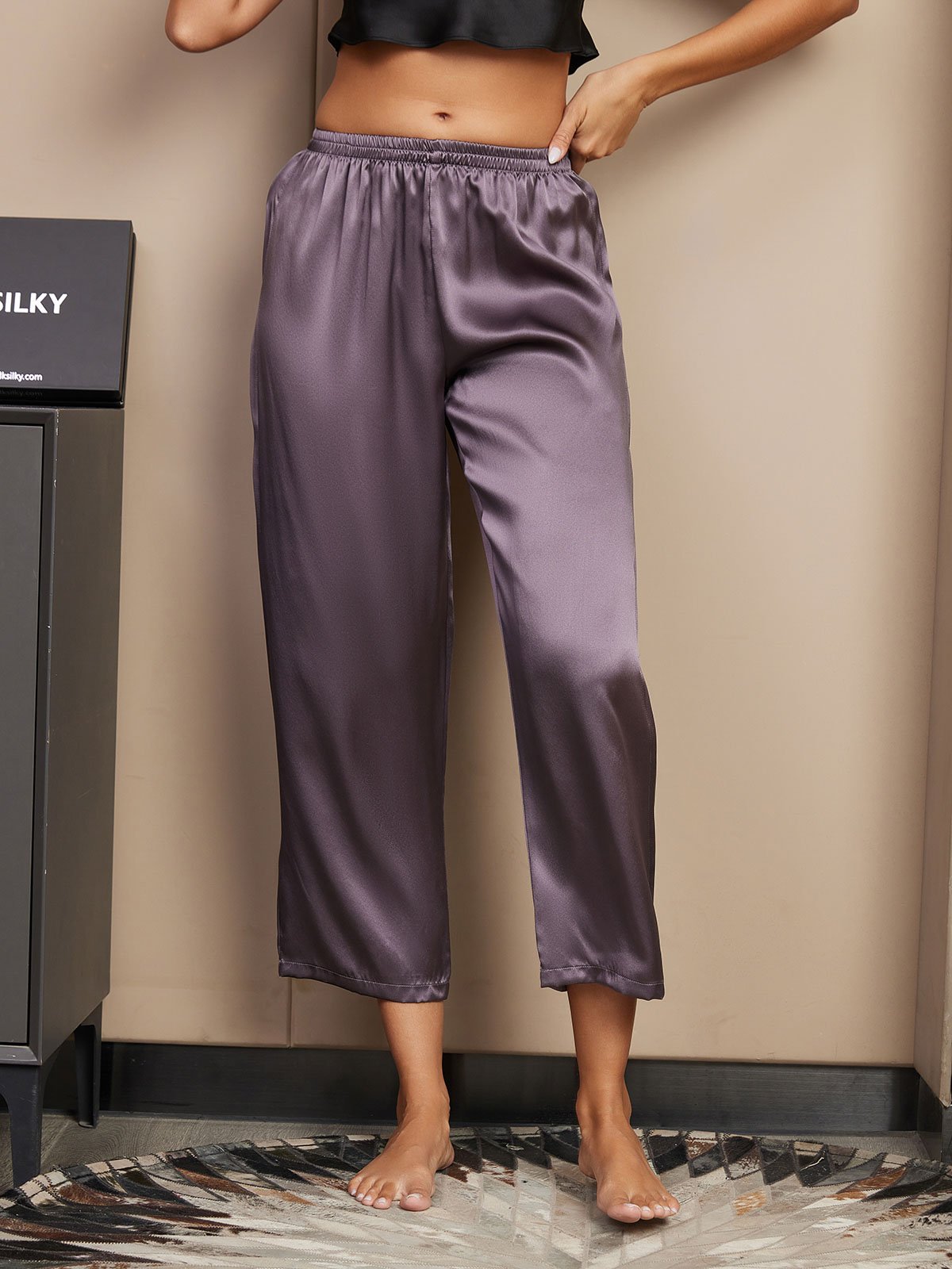 [Paars Grijs] SilkSilky-NL Womens Sleep Bottoms 001