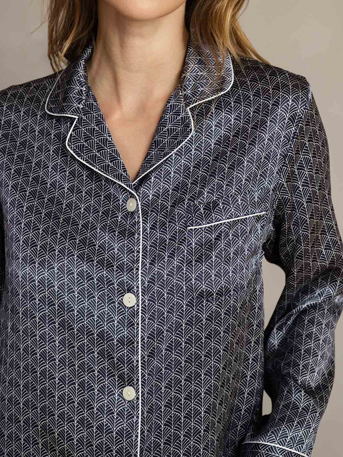 [Marine Ginkgo] SilkSilky-NL Womens Pajamas 006