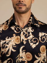 [Zwarte Draak] SilkSilky-NL Long Sleeve Lapel Collar Heren Shirt 006