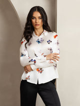 [Witte Vlinder] SilkSilky-NL Long Sleeve Lapel Collar Dames Blouse 006