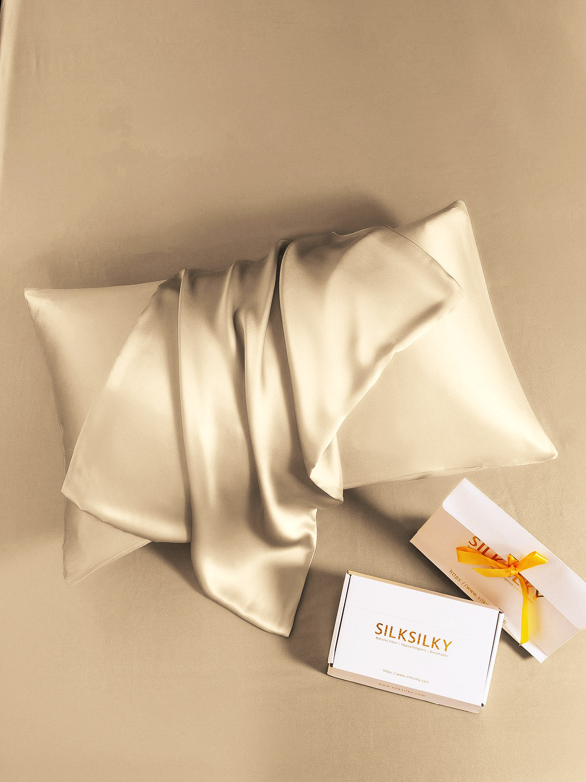 [Beige] SilkSilky-NL 22Momme Pure Silk Pillowcase 006