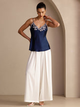 [Donkerblauw] SilkSilky-NL Spaghetti Strap V Neck Cami-Top 007