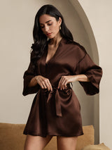 [Koffie] SilkSilky-NL 3/4 Sleeve Dames Kamerjas 005
