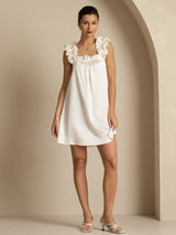 [Wit] SilkSilky-NL Sleeveless Square Neck Nachthemd 006