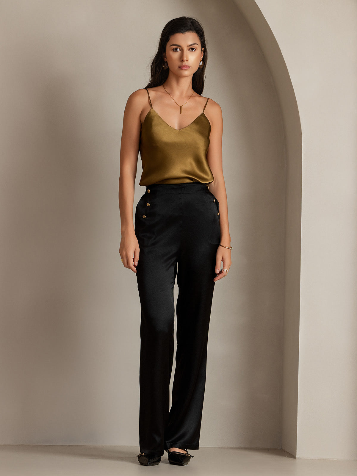 [Zwart] SilkSilky-NL 19Momme Zijde Womens Pants 005
