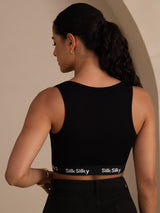 [Zwart] SilkSilky-NL Sleeveless Crew Neck Cami-Top 002