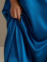 [Koningsblauw] SilkSilky-NL 3/4 Sleeve Round Neck Jurk 003