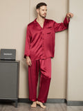 SilkSilky NL Pure Silk Lange Mouw Mens Pajamas Wijn 004