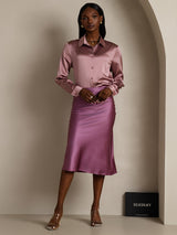 [Bleek Mauve] SilkSilky-NL Long Sleeve Lapel Collar Dames Blouse 008