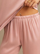 [Perzikhuid] SilkSilky-NL 19Momme Korte Mouw Dames Pyjama Set 005