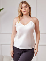 [Wit] SilkSilky-NL Spaghetti Bandjes V Hals Grote maten Cami-Top 001