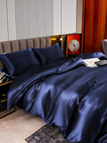 SilkSilky NL 22Momme Pure Silk Bedding Set Donkerblauw 005