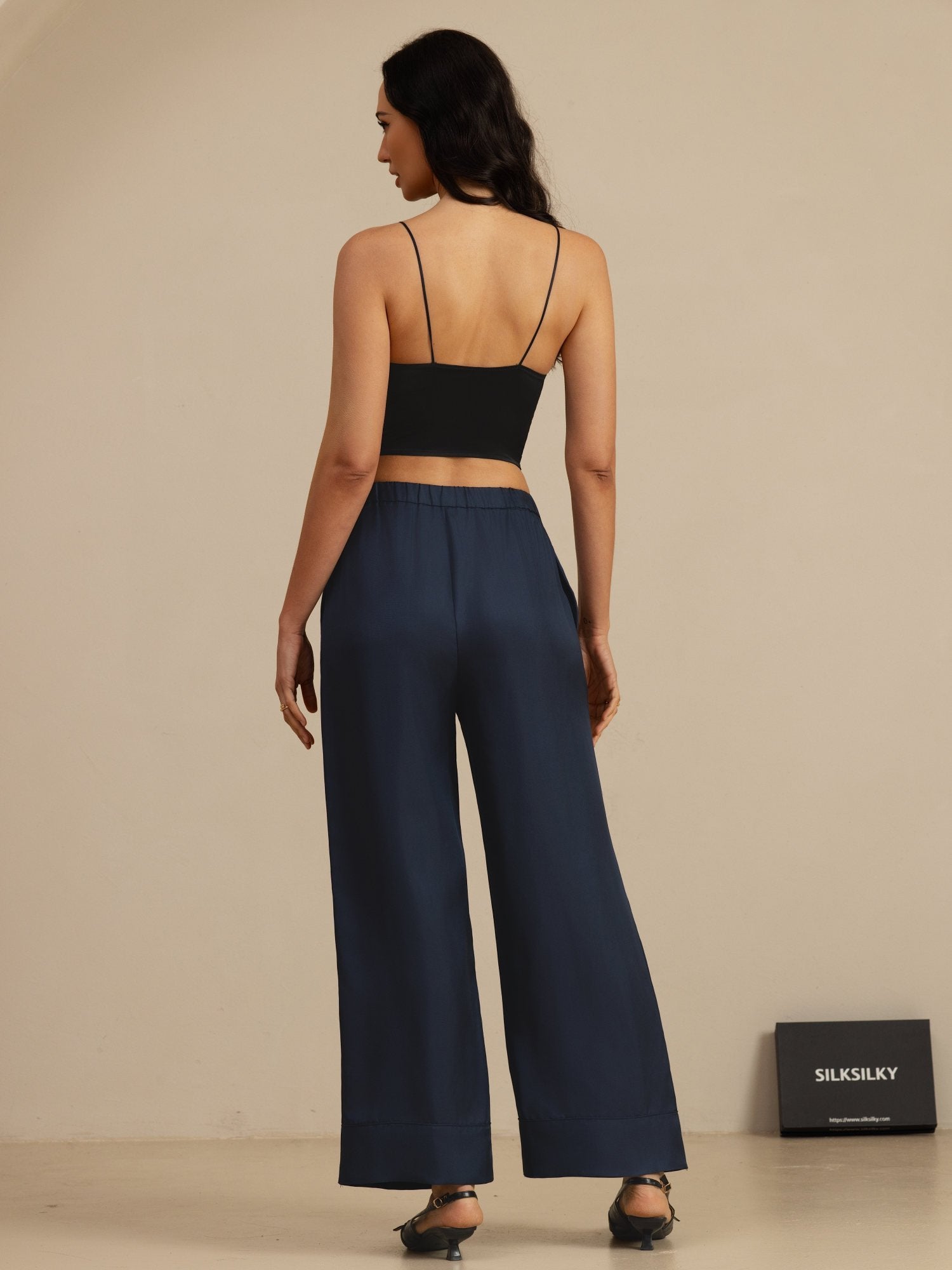 [Donkerblauw] SilkSilky-NL 18Momme Womens Pants 002