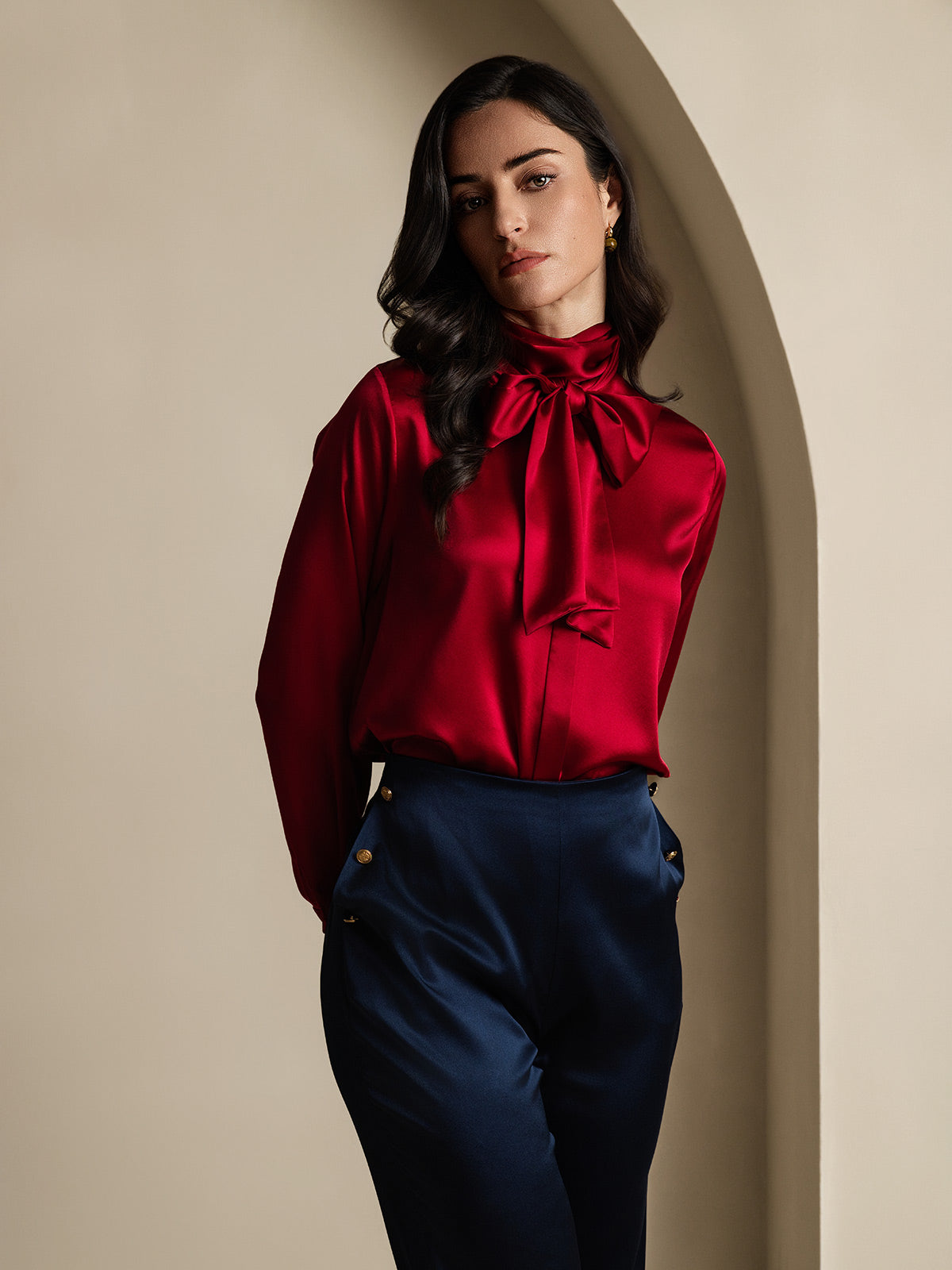 [Donkerblauw] SilkSilky-NL 19Momme Zijde Womens Pants 008