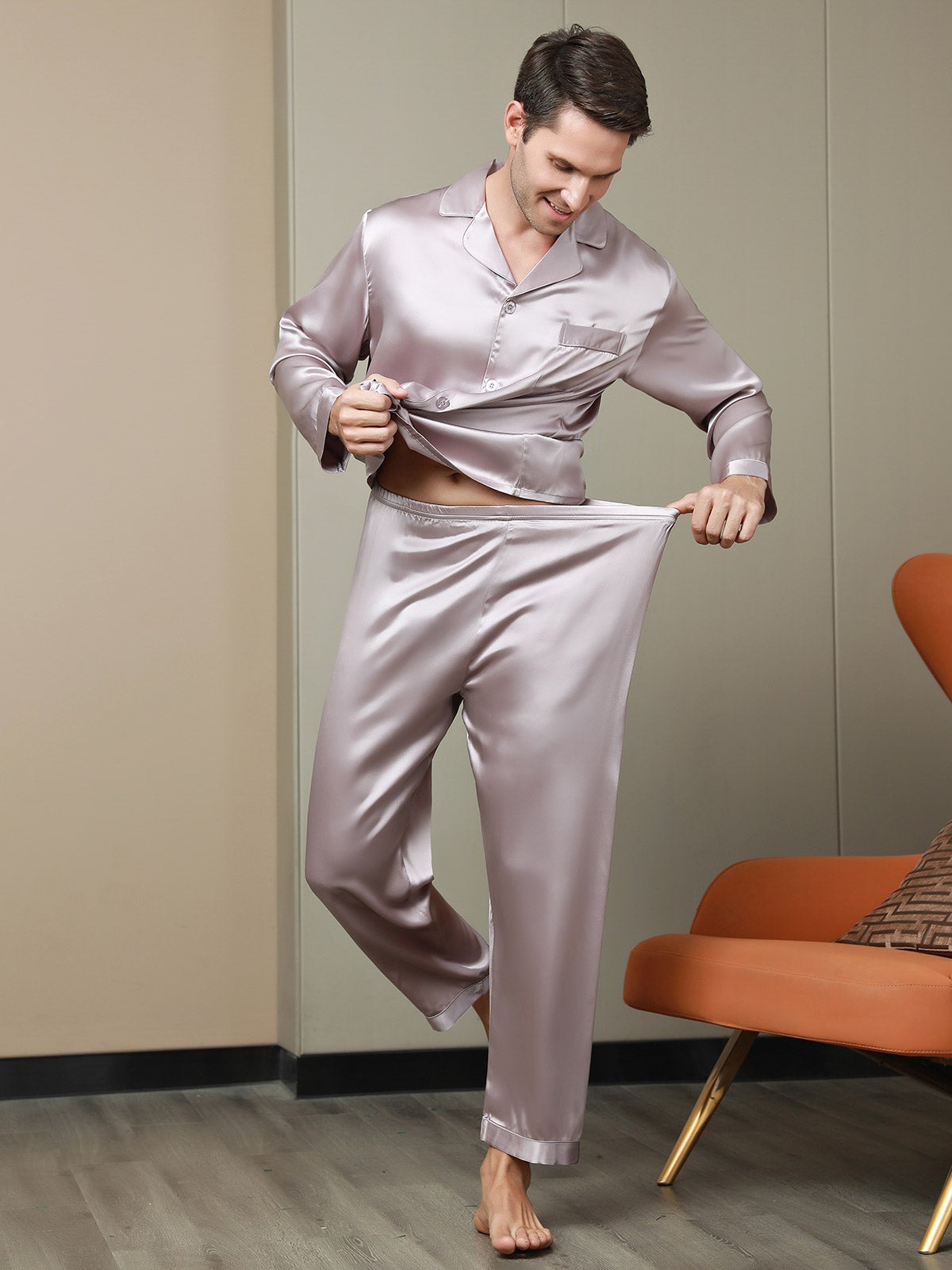 [Bleek Mauve] SilkSilky-NL 19Momme Mens Pajamas 007