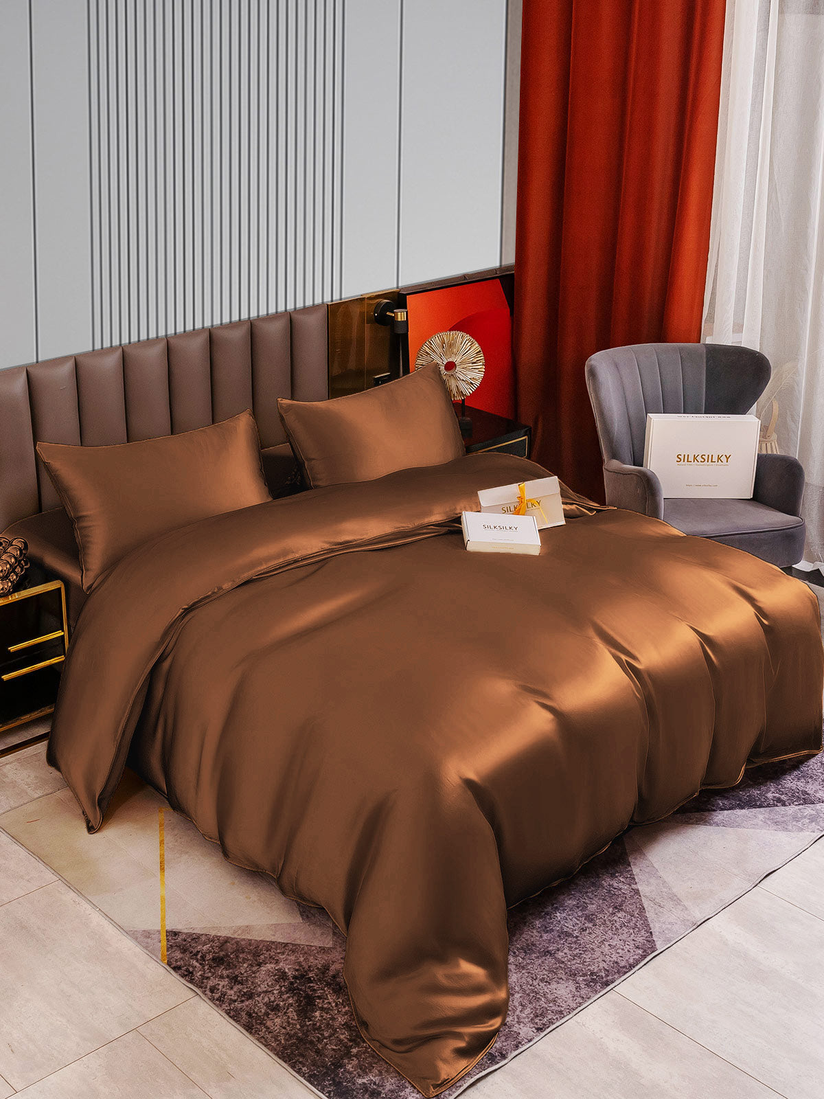 SilkSilky NL 22Momme Pure Silk Bedding Set Koffie 002