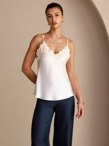 [Wit] SilkSilky-NL Spaghetti Strap V Neck Cami-Top 003