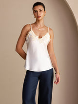 [Wit] SilkSilky-NL Spaghetti Strap V Neck Cami-Top 003