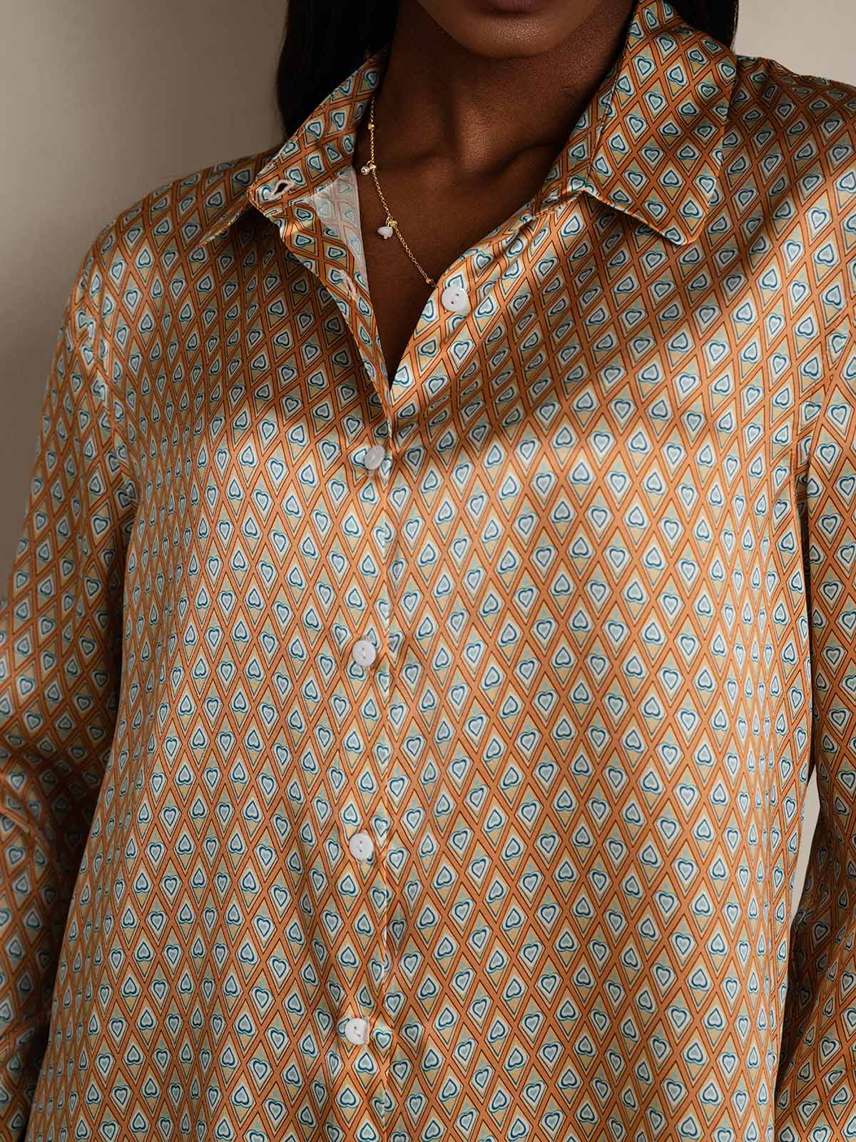 [Floral] SilkSilky-NL Zijde Kraag Dames Blouse 009