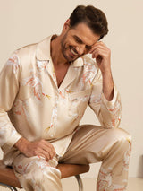 [Champagne] SilkSilky-NL Long Sleeve Notch Collar Heren Pyjama Set 006