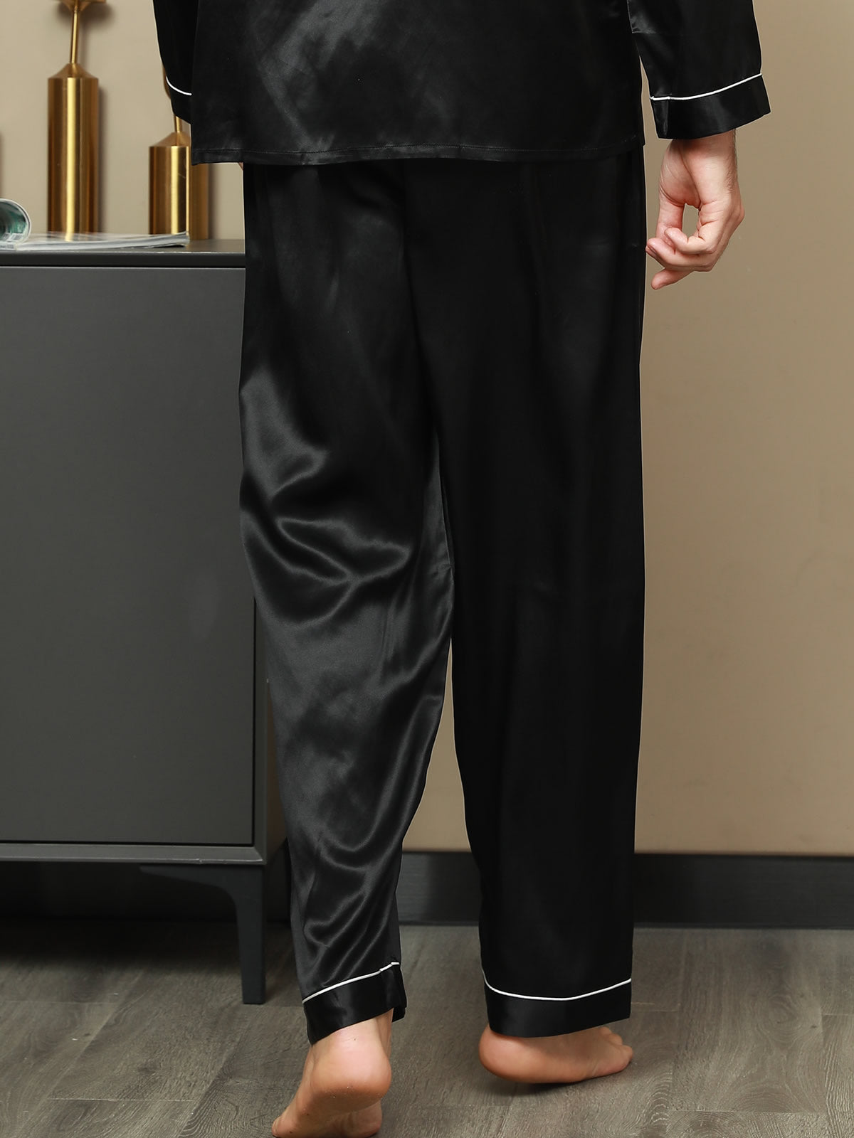 [Zwart] SilkSilky-NL Mens Sleep Bottoms 002