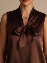 [Pure Chocolade] SilkSilky-NL Sleeveless Tie Neck Cami-Top 004