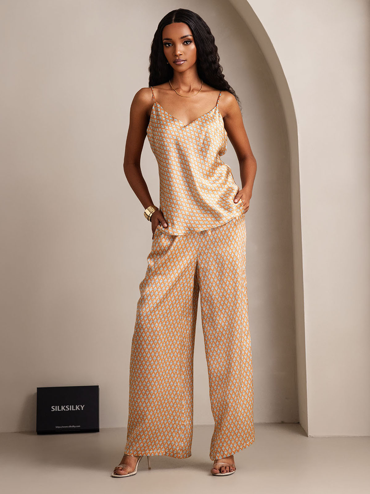 [Floral] SilkSilky-NL V-Hals Cami-Set 001