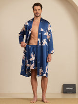 [Donkerblauw] SilkSilky-NL 19Momme Long Sleeve Mens Pajamas 003