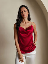 [Wijn] SilkSilky-NL Spaghetti Strap Cowl Neck Cami-Top 004