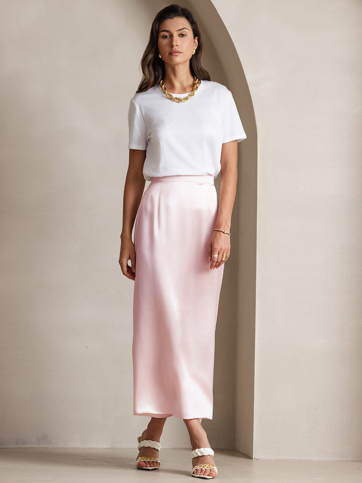 [Roze] SilkSilky-NL 19Momme Zijde Skirt 005