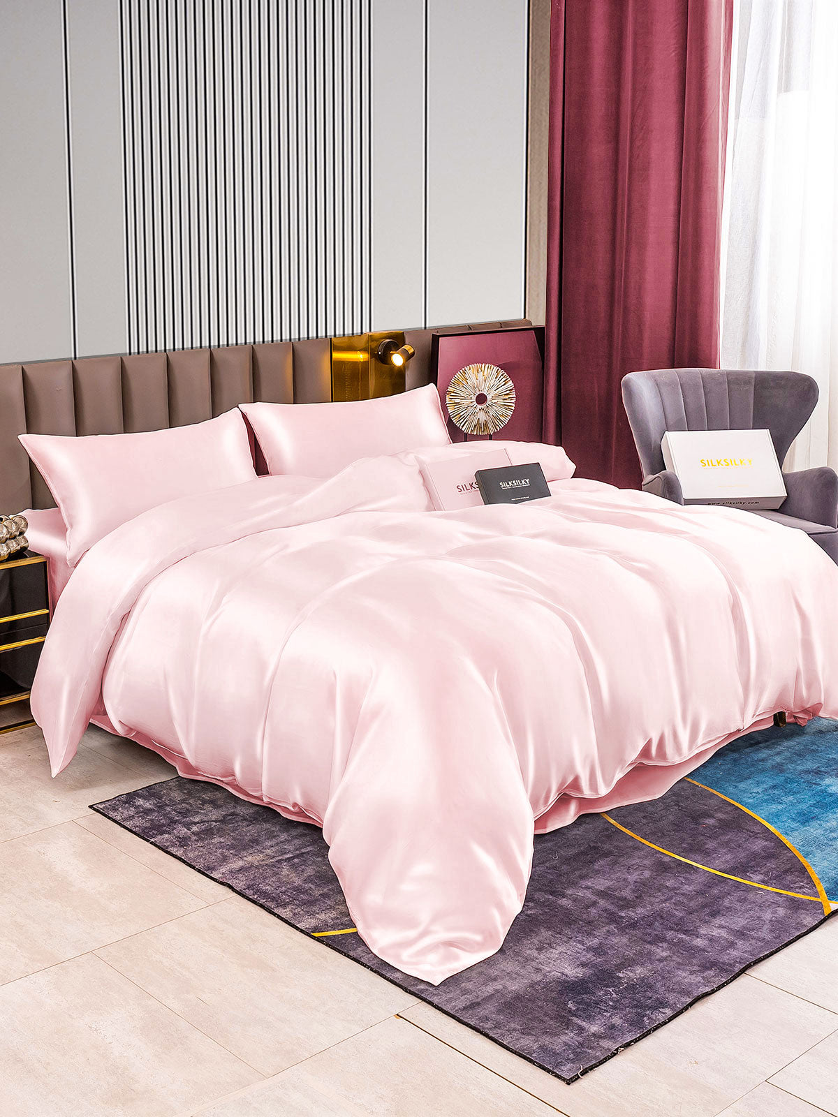 SilkSilky NL 22Momme Pure Silk Bedding Set Roze 002