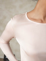 [Lichtroze] SilkSilky-NL Lange Mouw Ronde Hals Dames Lange Onderkleding 007