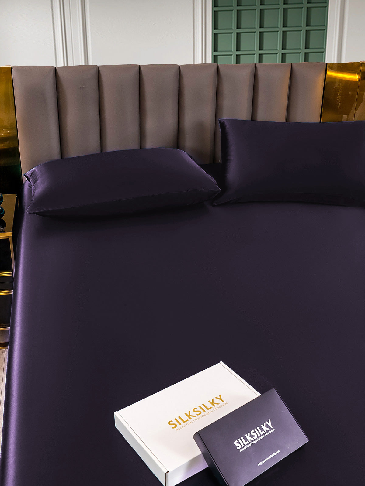 [Donkerpaars] SilkSilky-NL 22Momme Bedding Set 005,