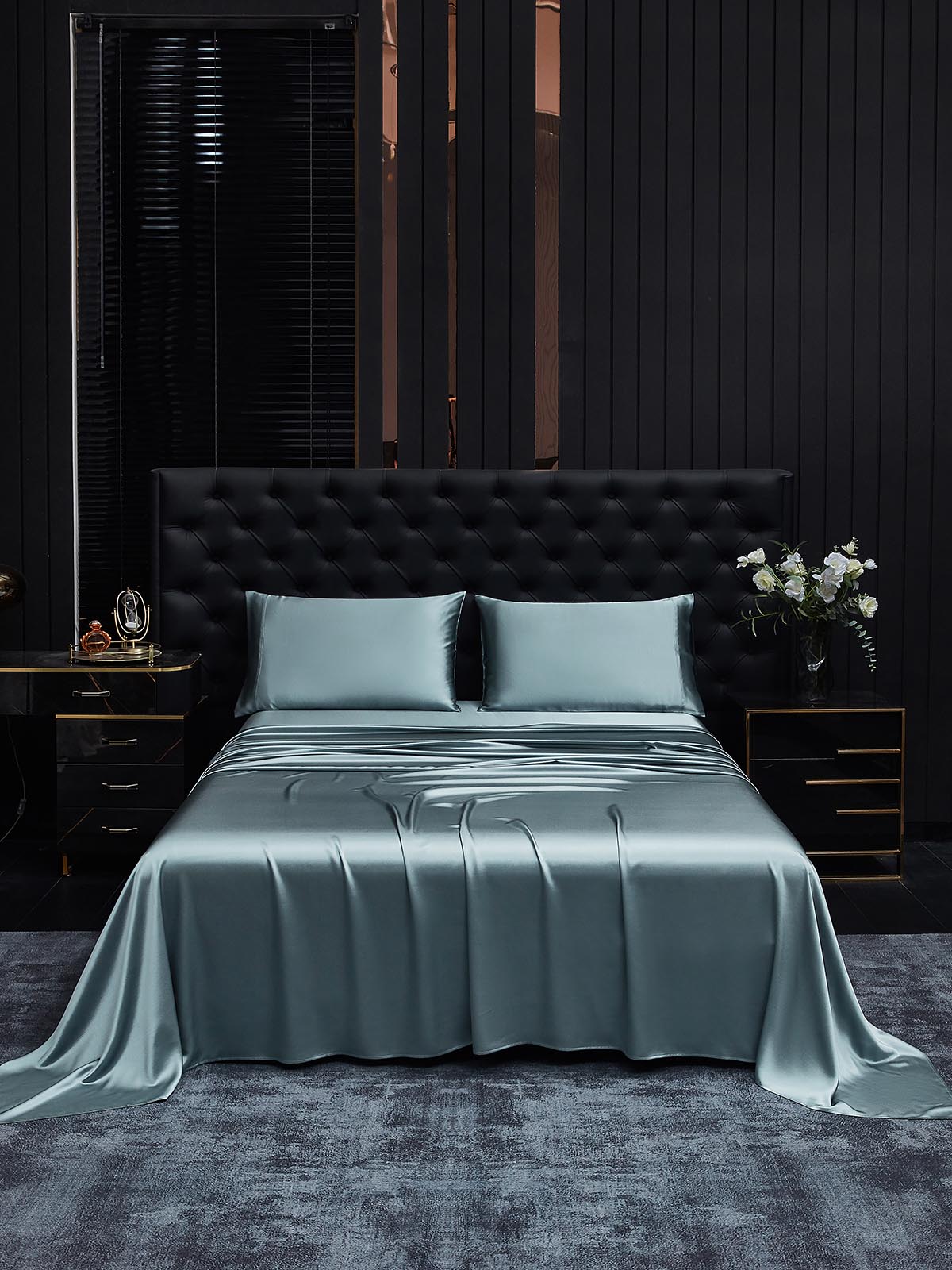 [Grijsachtig Blauw] SilkSilky-NL 22Momme Bedding Set 001