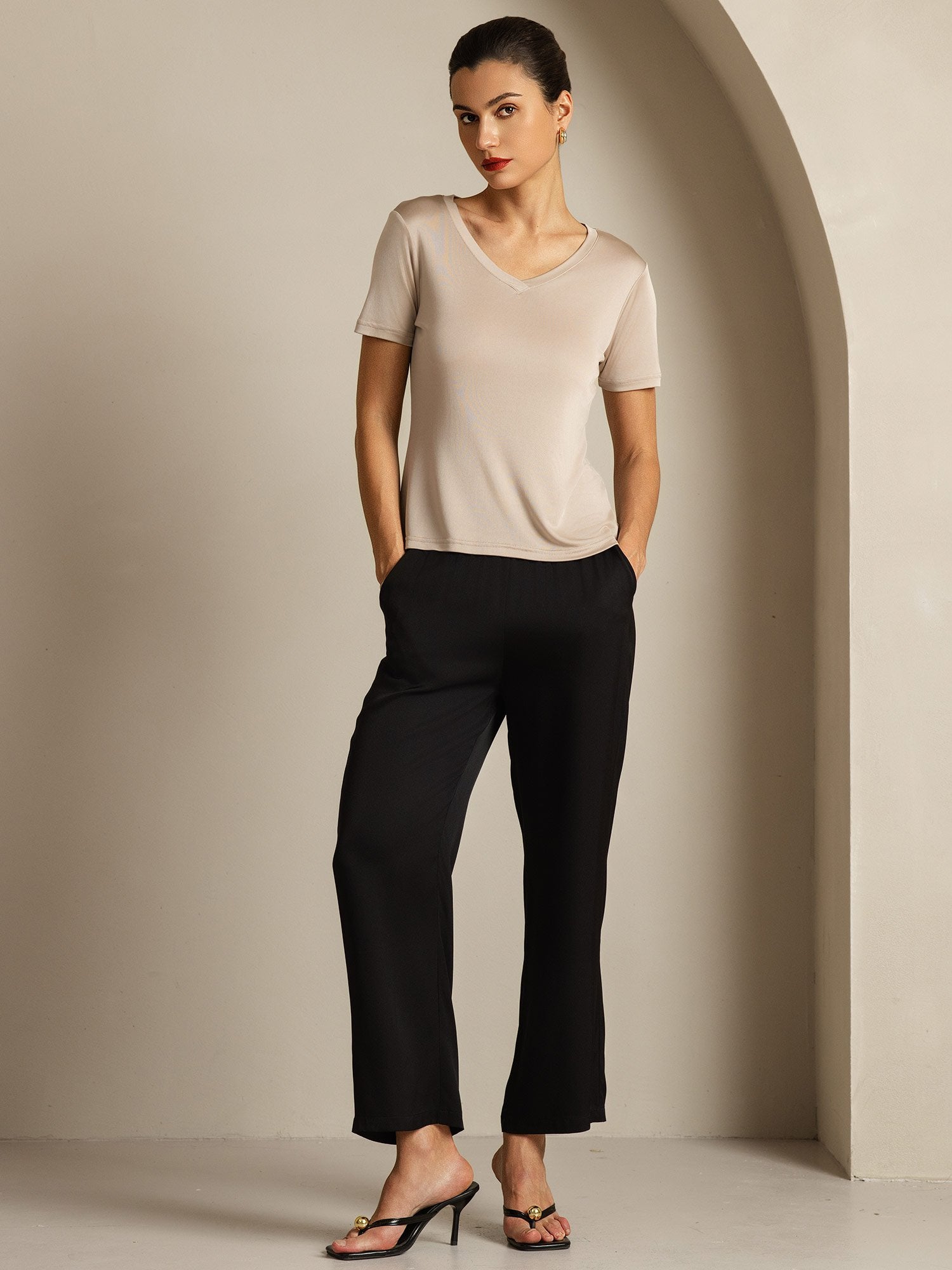 [Lichtkaki] SilkSilky-NL Zijde Womens T-Shirt 008