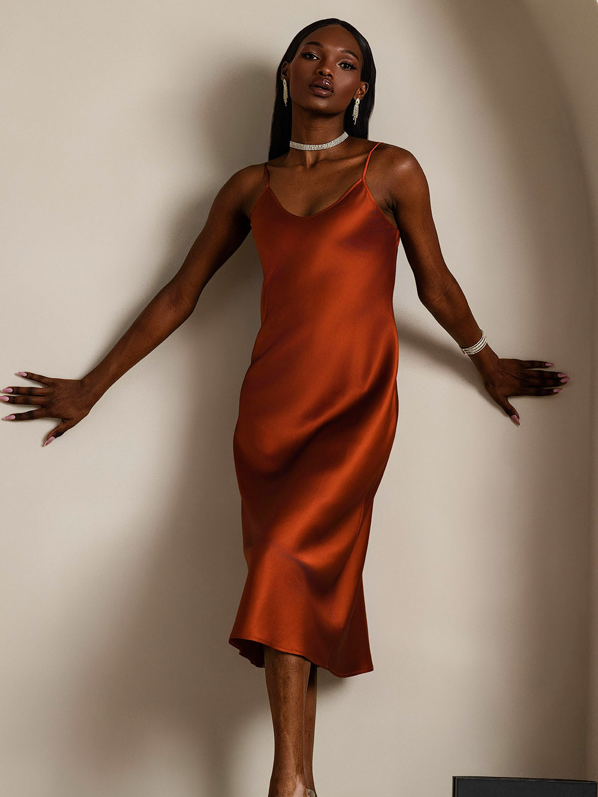 [Karamel] SilkSilky-NL Ronde Hals Jurk 005