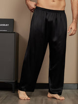[Zwart] SilkSilky-NL Pure Silk Mens Sleep Bottoms 004