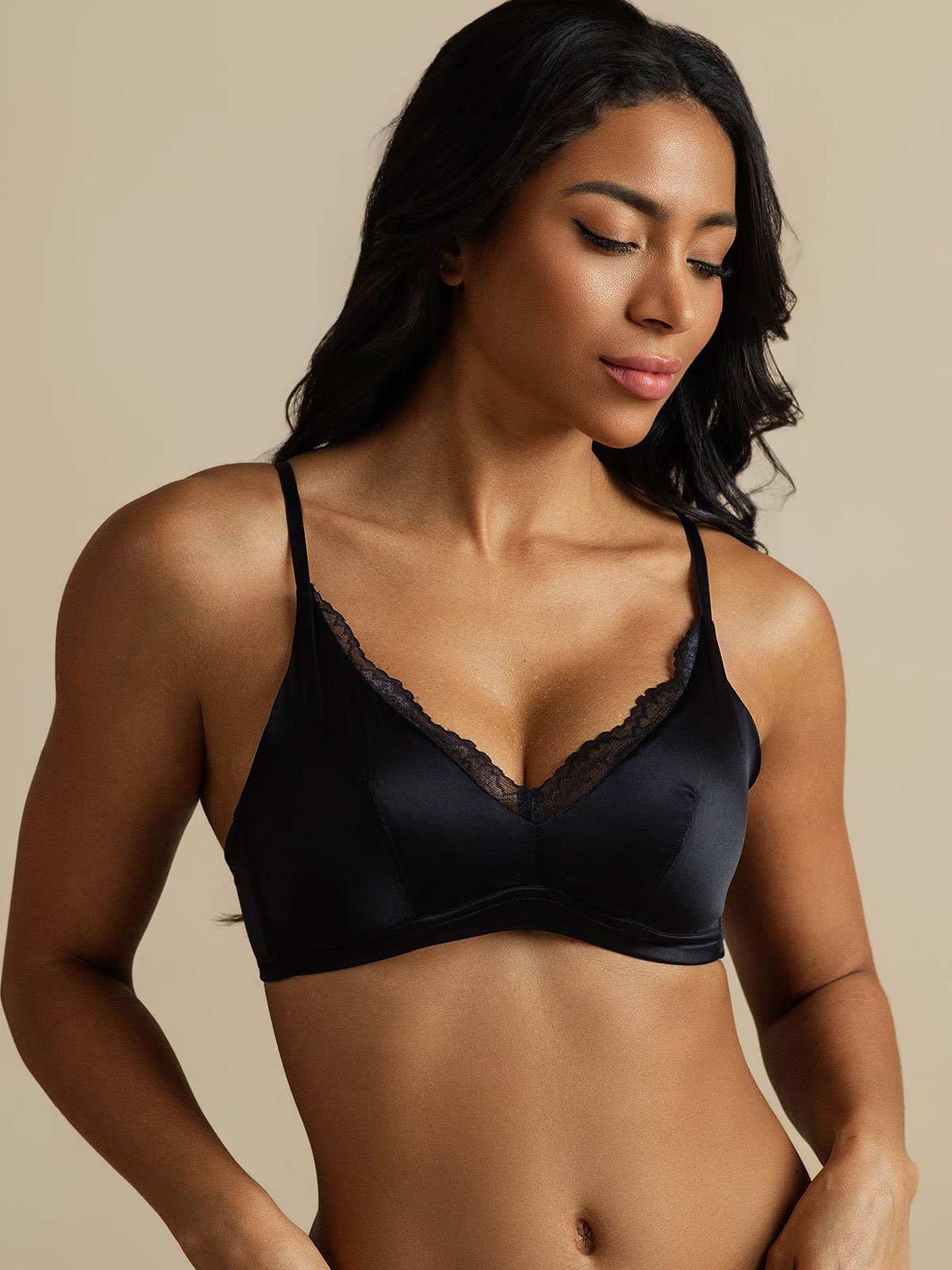 [Zwart] SilkSilky-NL Zijde Bra 006