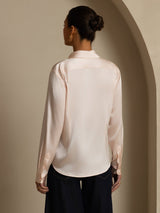 [Lichtroze] SilkSilky-NL Long Sleeve Lapel Collar Dames Blouse 002