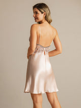 [Roze] SilkSilky-NL Spaghetti Strap Deep V Neck Nachthemd 002