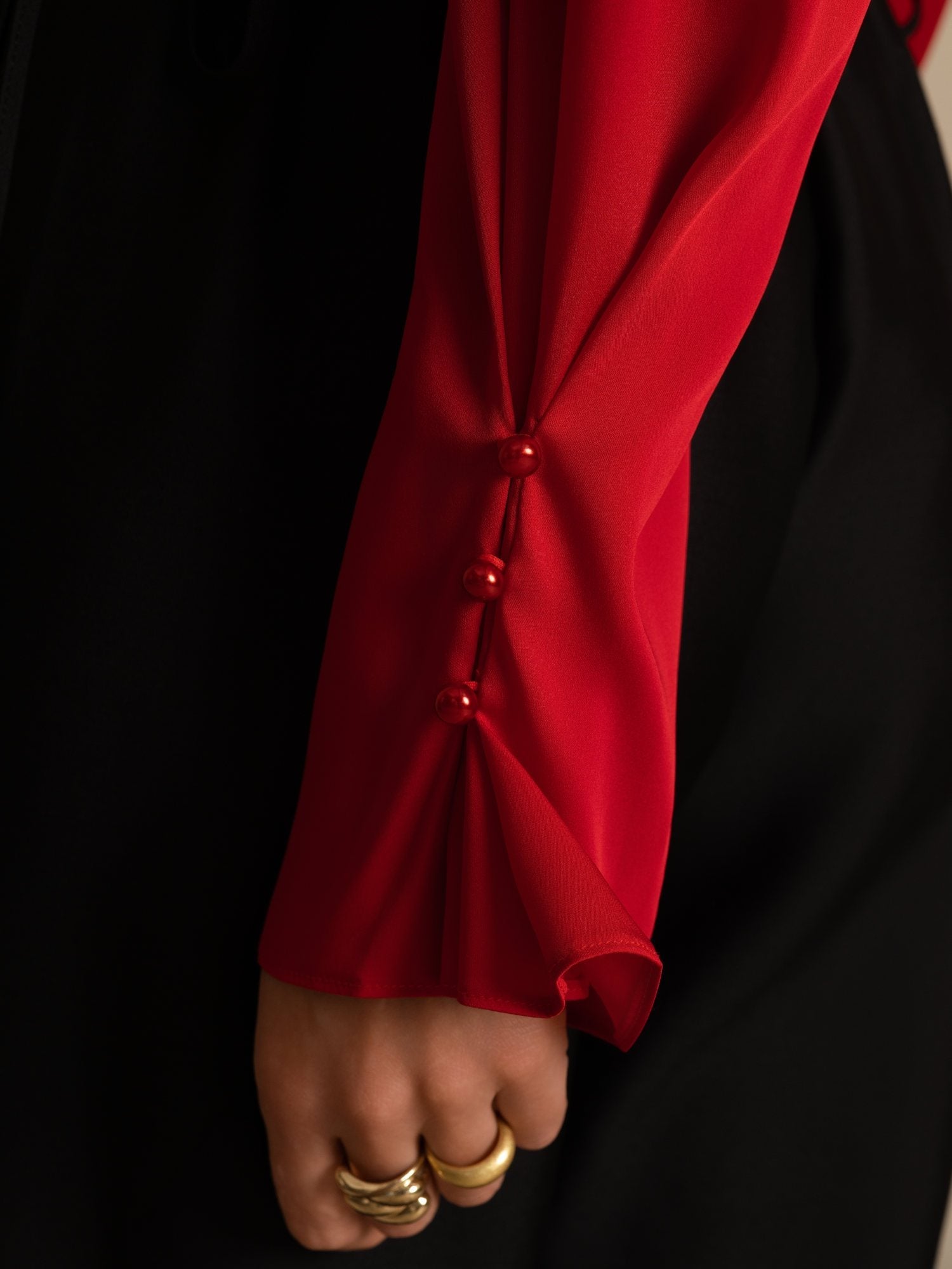 [Wijn] SilkSilky-NL 19Momme Zijde Lange Mouw V Hals Blouse 007