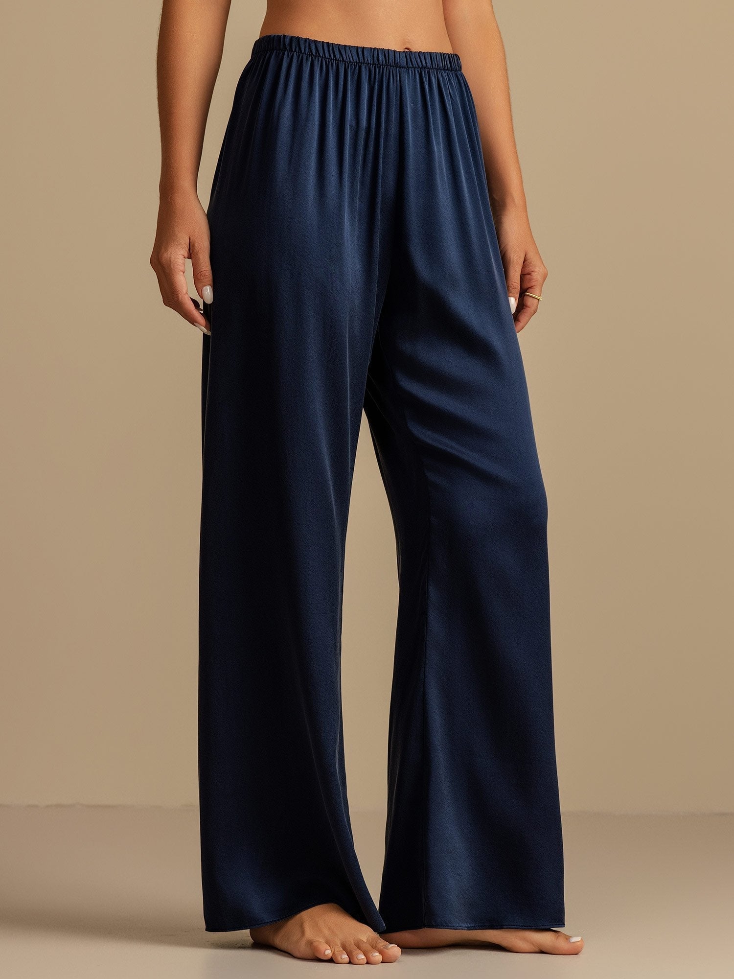 [Donkerblauw] SilkSilky-NL 19Momme Zijde Womens Sleep Bottoms 001,