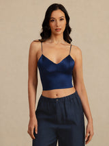 [Donkerblauw] SilkSilky-NL Spaghetti Strap V Neck Cami-Top 003